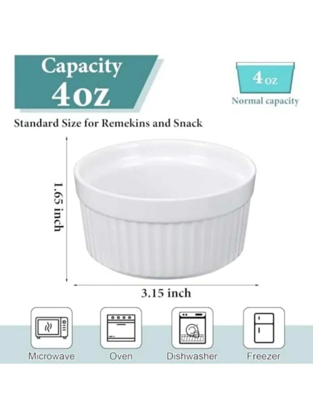 24 Pcs Oven Safe White Porcelain Ramekins for Baking, Desserts & Creme Brulee